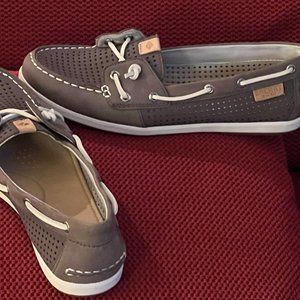 Sperry Topsider Gray Perforated Nubuck Lace-up Boat Shoes Women's US 7.5 M New!